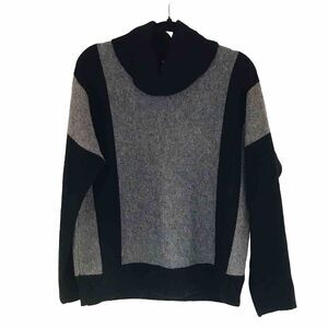 Max Studio Turtleneck Sweater Cozy Warm Yak Hair Wool Blend Black Grey Womens M
